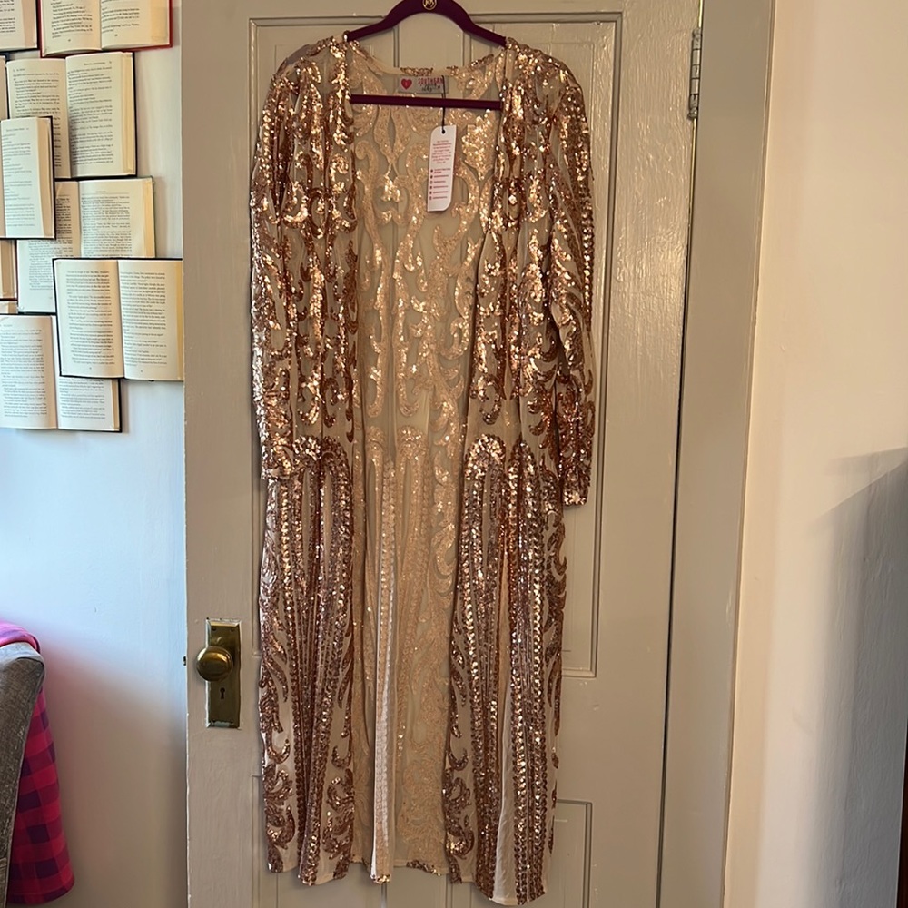 Southern Fried Chics Rose Gold Sequin Duster